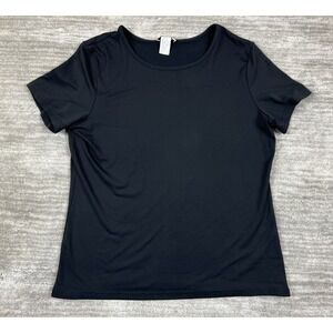 TAO T-Shirt Womens L Black Short Sleeve Crew Neck Nylon Lycra Basic Stretch Top